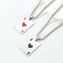 colar aço inoxidável com pingente de Ás de Espadas